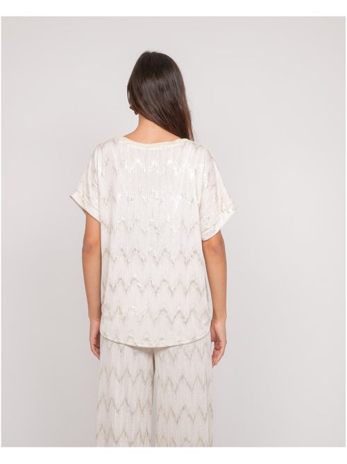 Top scollo a V con motivi FERIDE - Kiabi Top scollo a V con motivi FERIDE - Kiabi