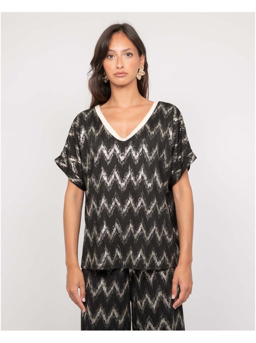 Top scollo a V con motivi FERIDE - Kiabi Top scollo a V con motivi FERIDE - Kiabi