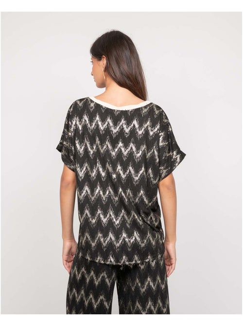 Top scollo a V con motivi FERIDE - Kiabi Top scollo a V con motivi FERIDE - Kiabi