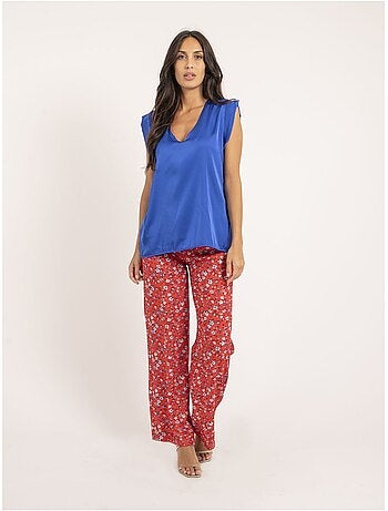 Top scollo a V in satin FIKA