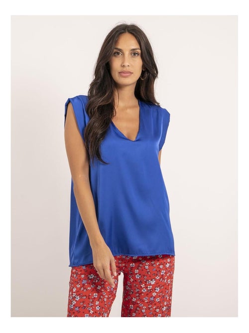 Top scollo a V in satin FIKA - Kiabi