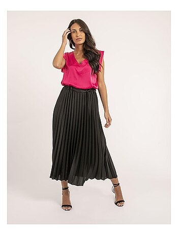 Top scollo a V in satin FIKA