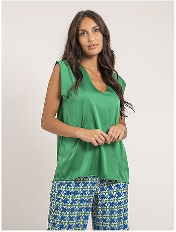 Top scollo a V in satin FIKA