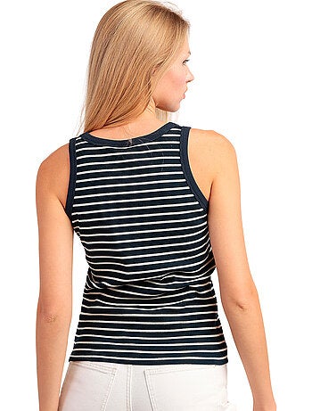 Top senza maniche a coste blu navy da donna ADMAS