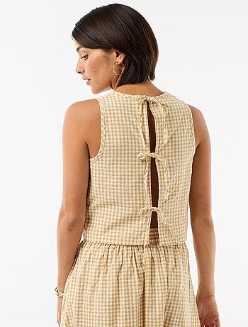 Top senza maniche a motivo Vichy