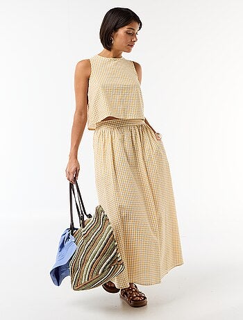 Top senza maniche a motivo Vichy