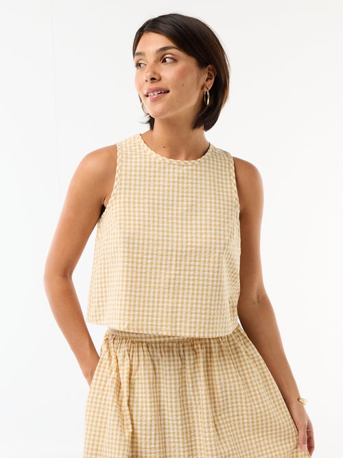 Top senza maniche a motivo Vichy - Kiabi