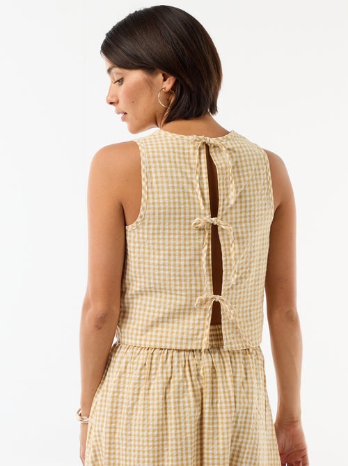 Top senza maniche a motivo Vichy - Kiabi