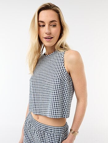 Top senza maniche a motivo Vichy