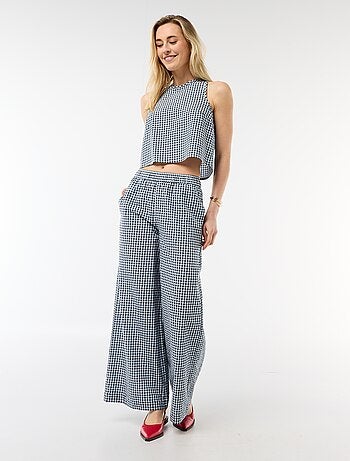 Top senza maniche a motivo Vichy