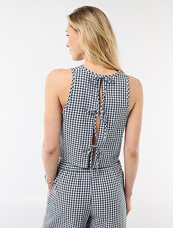 Top senza maniche a motivo Vichy