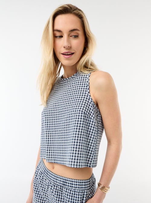 Top senza maniche a motivo Vichy - Kiabi