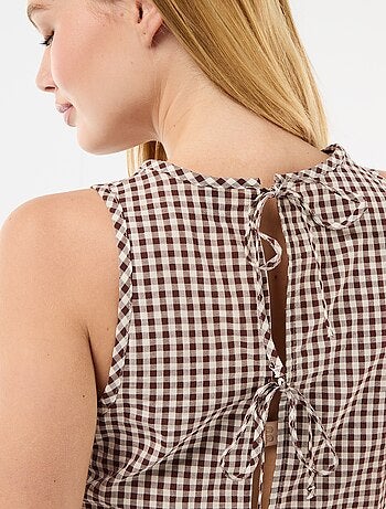 Top senza maniche a motivo Vichy