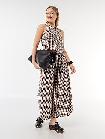 Top senza maniche a motivo Vichy