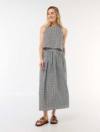 Top senza maniche a motivo Vichy