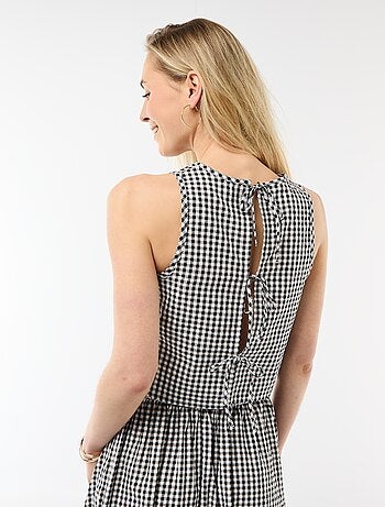 Top senza maniche a motivo Vichy