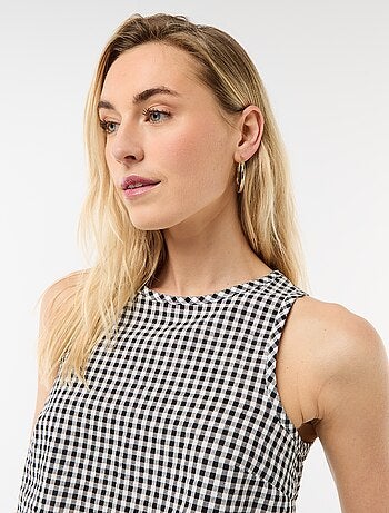 Top senza maniche a motivo Vichy