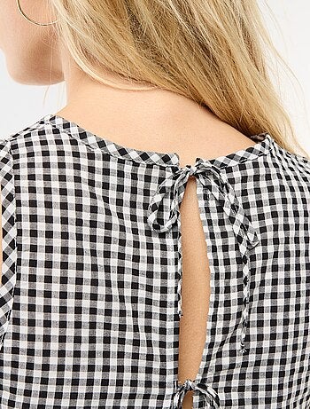 Top senza maniche a motivo Vichy