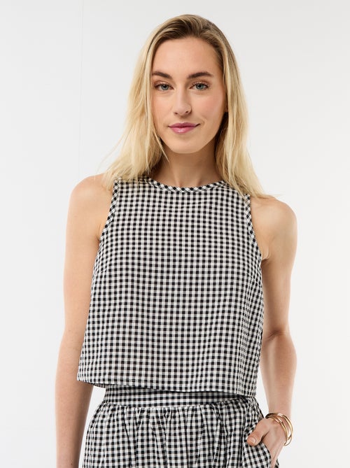 Top senza maniche a motivo Vichy - Kiabi