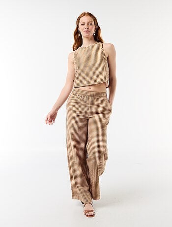 Top senza maniche a motivo Vichy