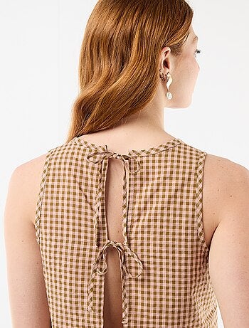 Top senza maniche a motivo Vichy