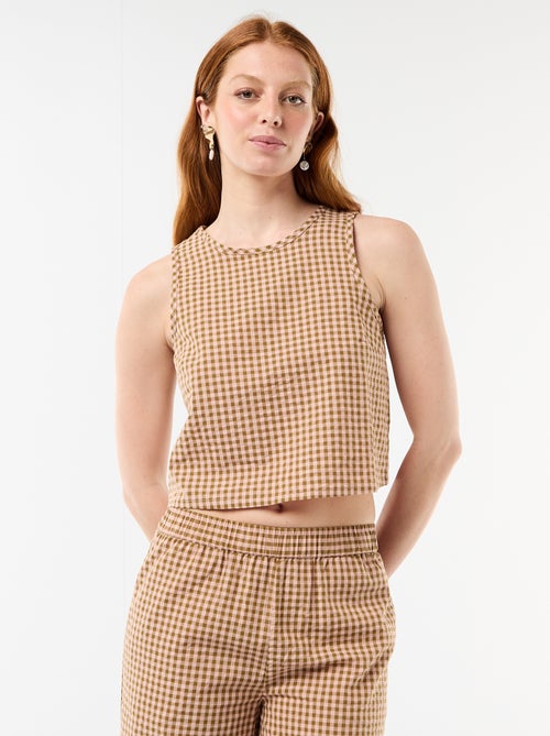 Top senza maniche a motivo Vichy - Kiabi