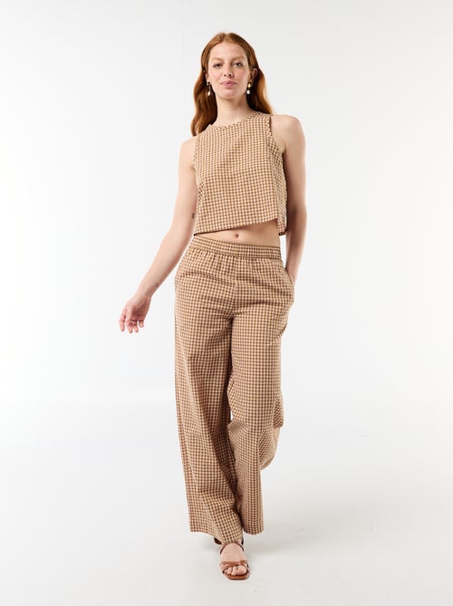 Top senza maniche a motivo Vichy - Kiabi