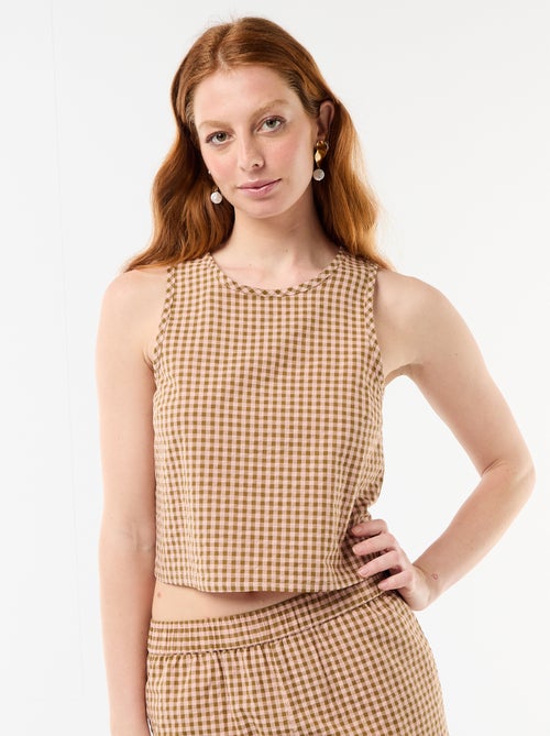 Top senza maniche a motivo Vichy - Kiabi