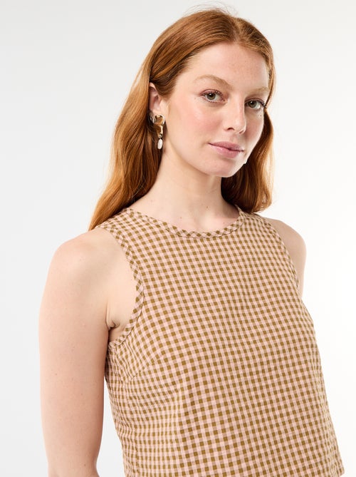 Top senza maniche a motivo Vichy - Kiabi