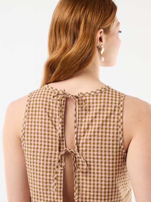 Top senza maniche a motivo Vichy - Kiabi