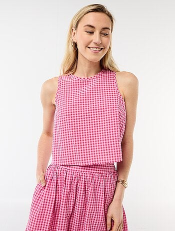 Top senza maniche a motivo Vichy