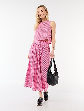 Top senza maniche a motivo Vichy