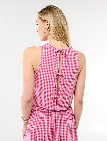 Top senza maniche a motivo Vichy