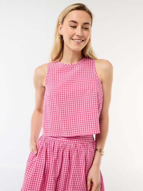 Top senza maniche a motivo Vichy - Kiabi