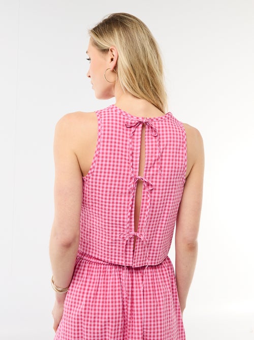 Top senza maniche a motivo Vichy - Kiabi