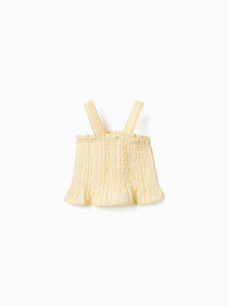 Top senza maniche a righe con elastico arricciato Giallo chiaro - Kiabi
