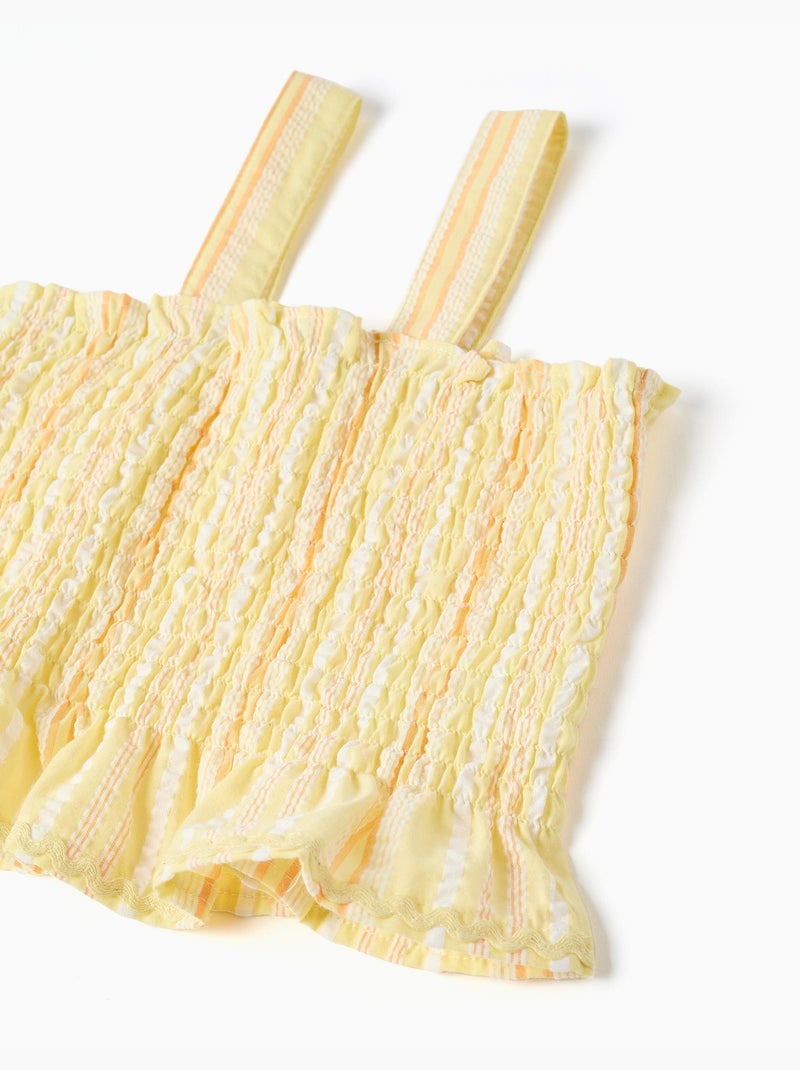 Top senza maniche a righe con elastico arricciato Giallo chiaro - Kiabi