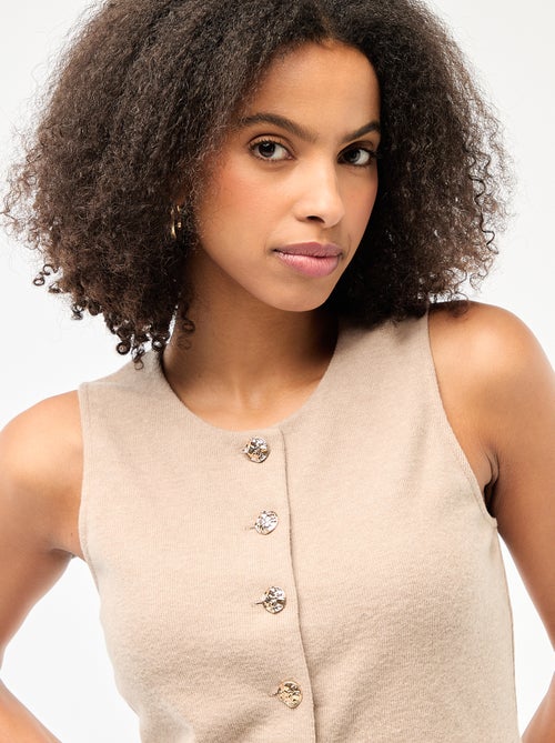 Top senza maniche abbottonato in maglia soffice - Kiabi