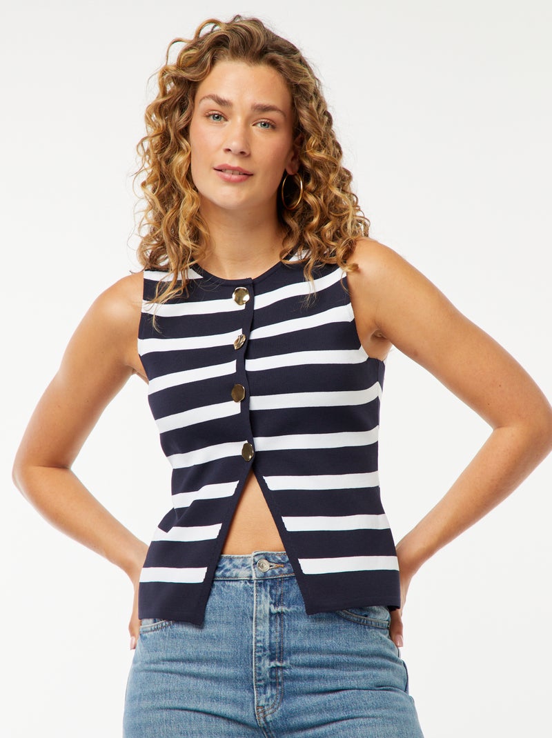 Top senza maniche con bottoni dorati Blu - Kiabi