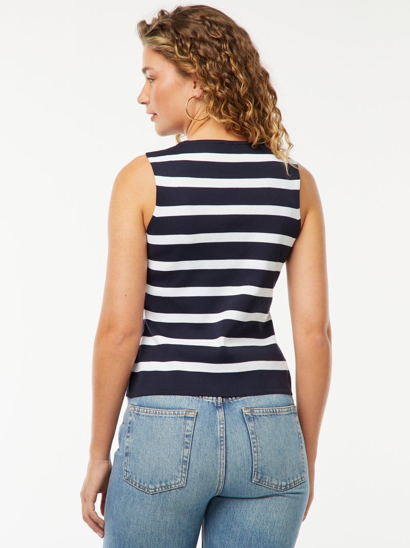 Top senza maniche con bottoni dorati Blu - Kiabi