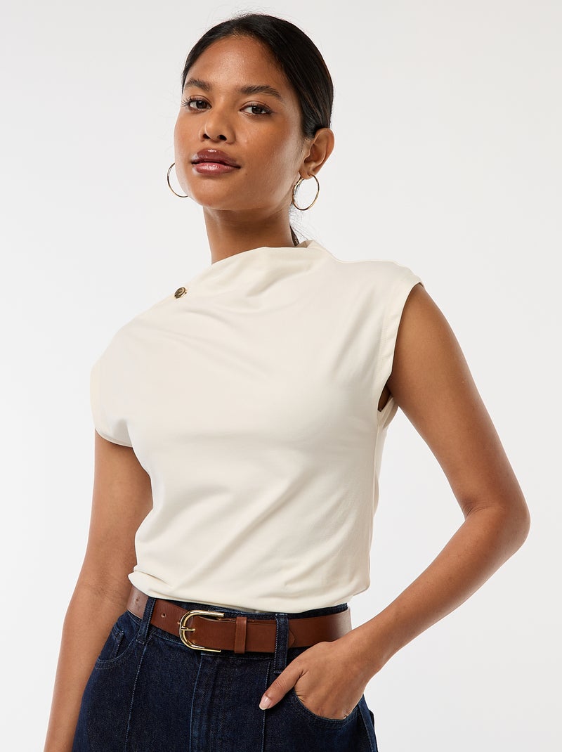 Top senza maniche con collo alto Bianco Donna Kiabi