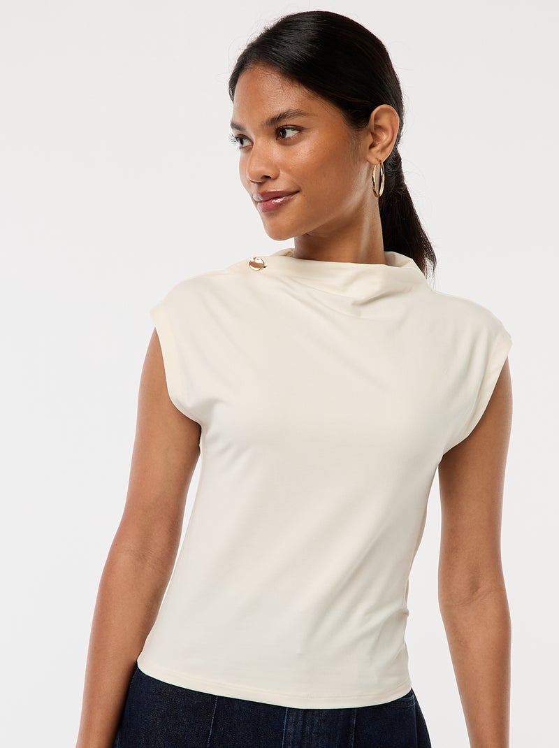 Top senza maniche con collo alto Bianco - Kiabi