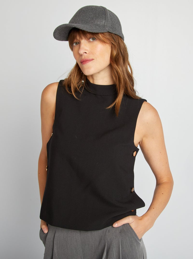 Top senza maniche con collo lupetto nero - Kiabi