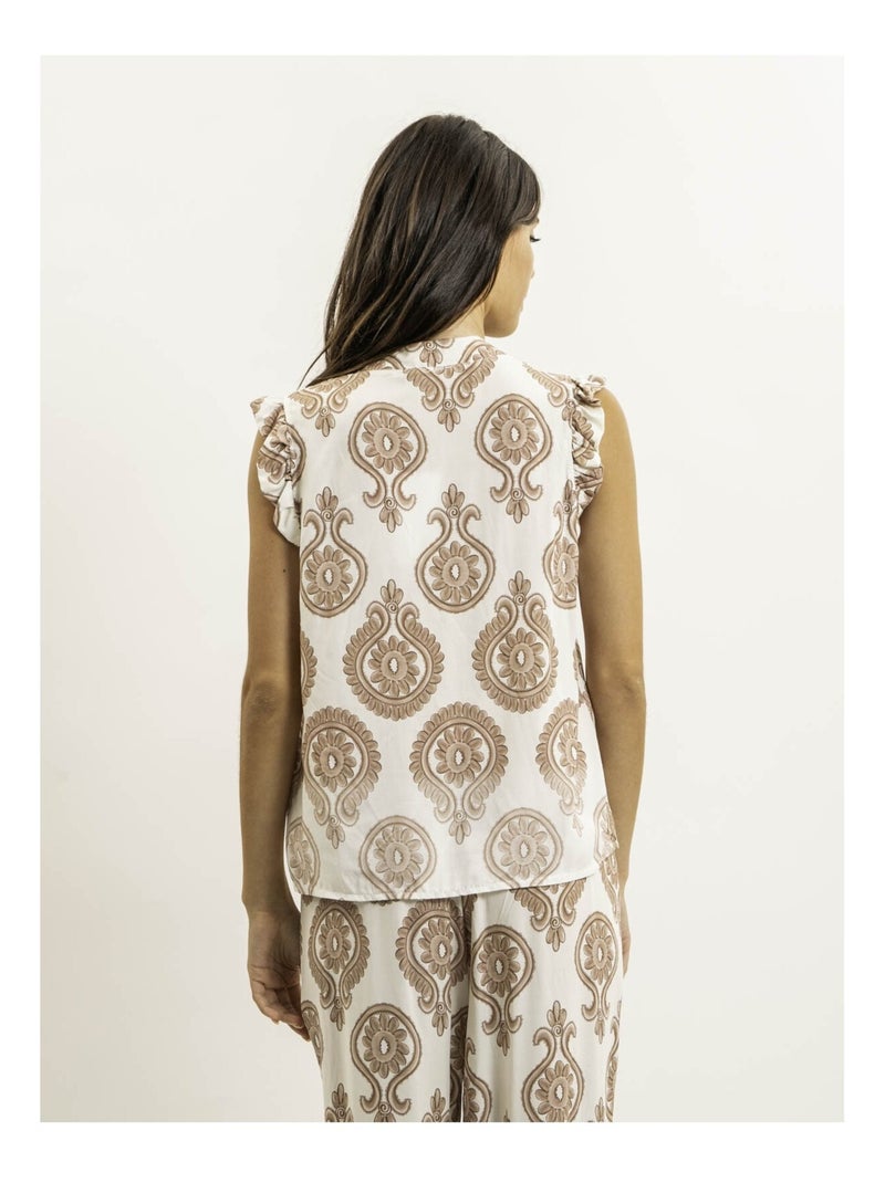 Top senza maniche con motivi FELOVIA Beige - Kiabi