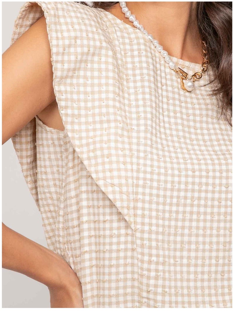 Top senza maniche con motivo FOMELIE Beige - Kiabi