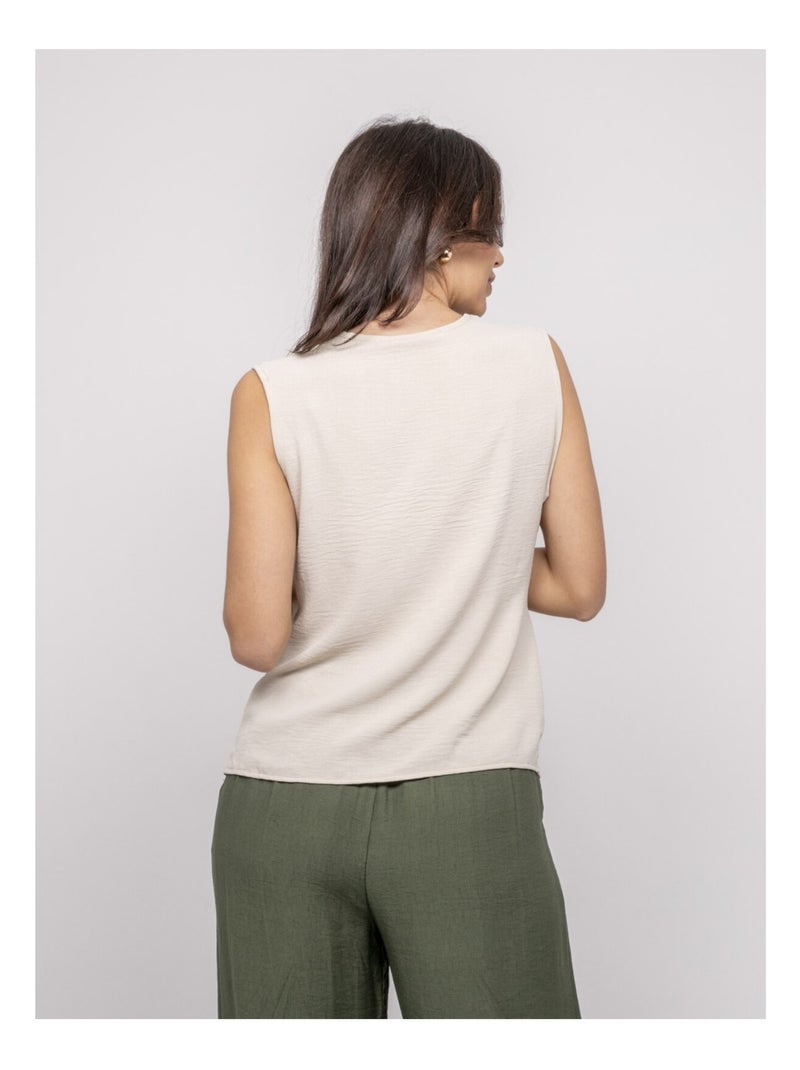 Top senza maniche con nodo FELIZE Beige - Kiabi