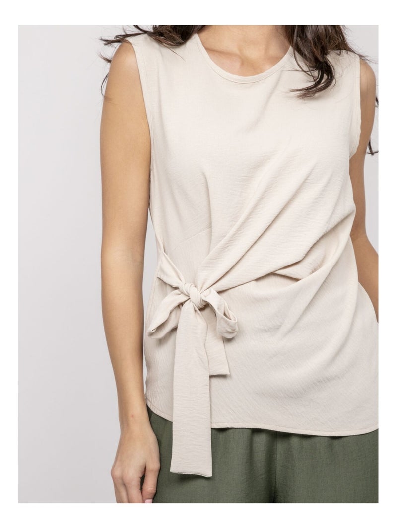 Top senza maniche con nodo FELIZE Beige - Kiabi
