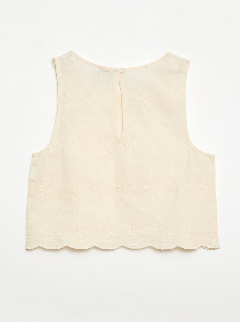 Top senza maniche con ricamo all over Bianco - Kiabi