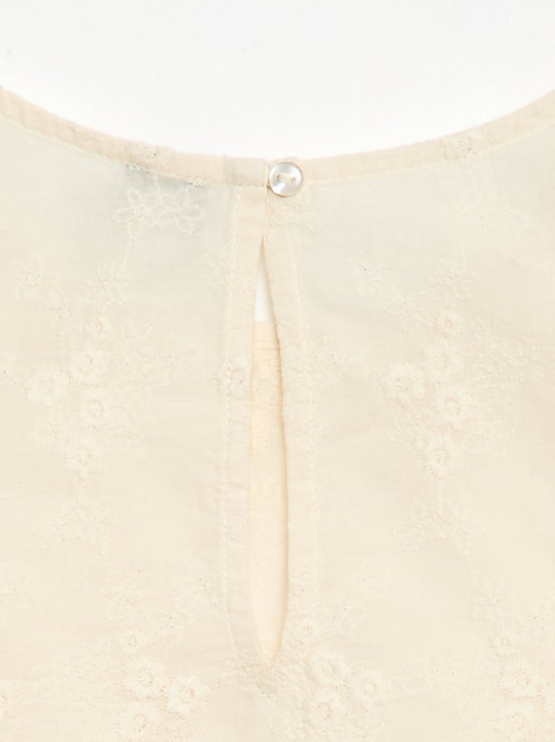 Top senza maniche con ricamo all over Bianco - Kiabi