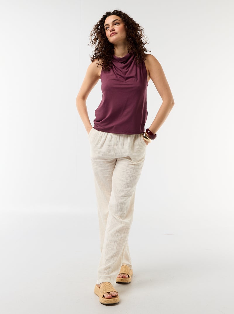 Top senza maniche con scollo drappeggiato Viola - Kiabi